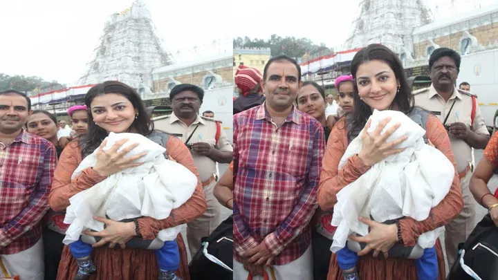 Kajal Aggarwal visited Tirumala Srivara with her son.. Photos viral