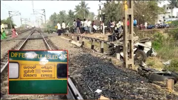  Bolero vehicle hit the railway gate and went on the track.