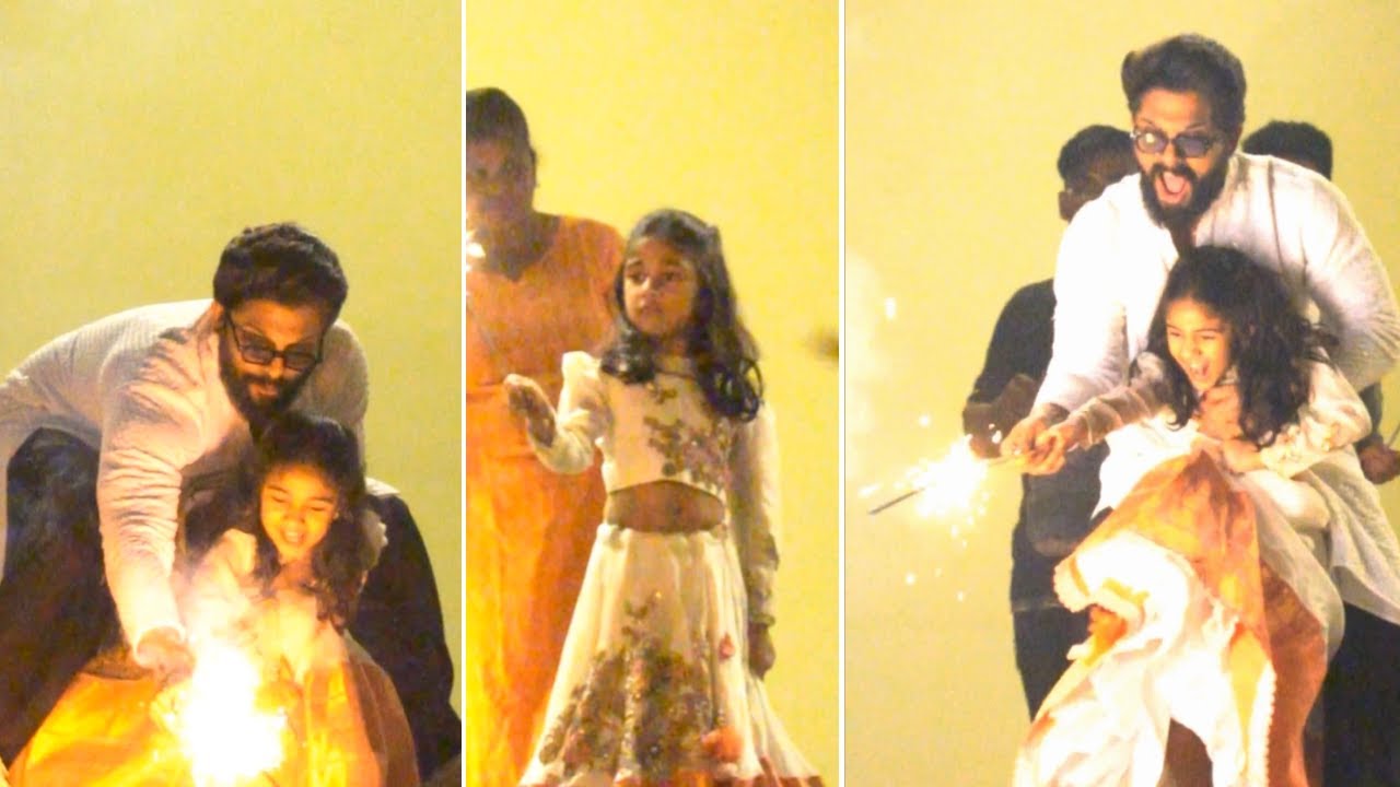 Allu Arjun, the Icon Star, Celebrates Diwali with Daughter Allu Arha | Diwali Festivities with Allu Arjun