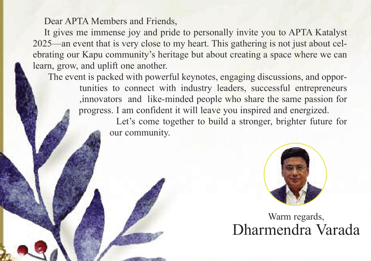 Welcome to APTA Katalyst 2025 – Join Us for Inspiration and Growth - Dharmendra Varada