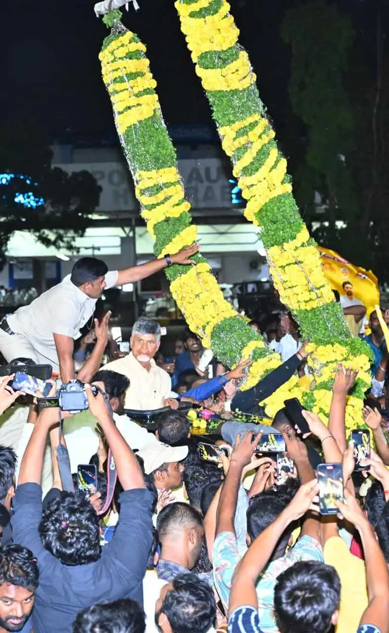 Chandrababu Naidu received a hero's welcome in Hyderabad
