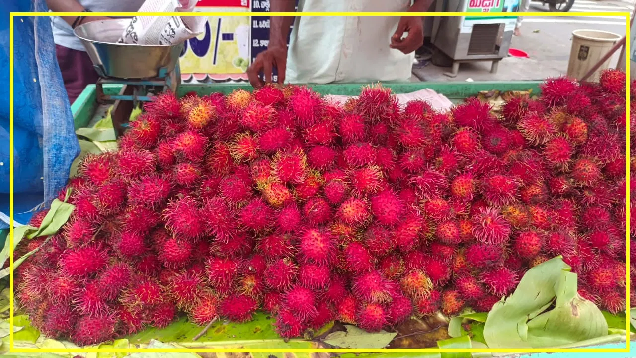 In Bhutan people are queuing up for Rambutan fruits at Khammam markets