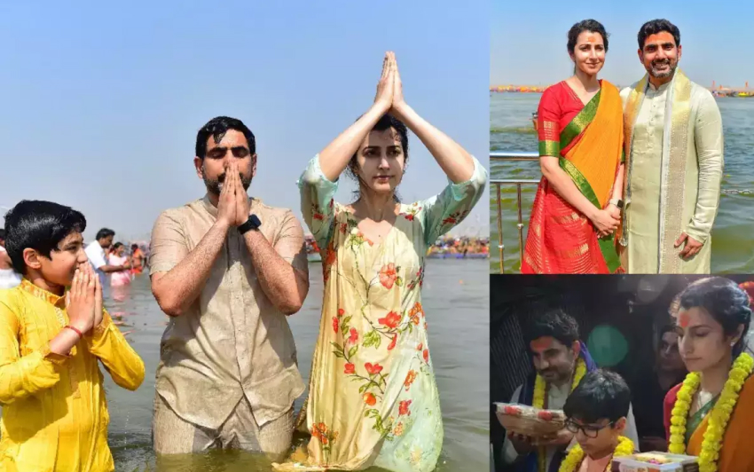 Nara Lokesh Attends Kumbh Mela with His Wife and Son – Check Out the Photo!