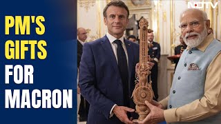 PM Modi gifts sandalwood sitar and Pochampally Ikat to Macron and French First Lady.