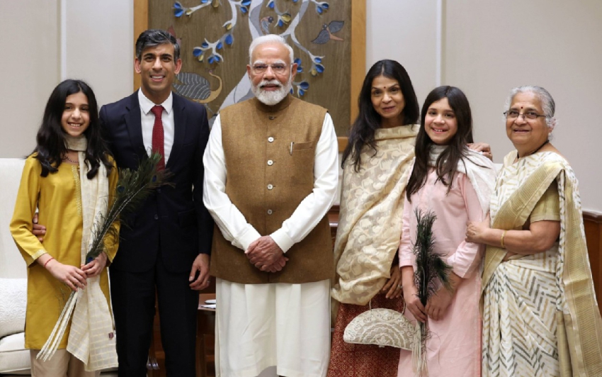 Former UK Prime Minister Rishi Sunak and his family meet Prime Minister Modi