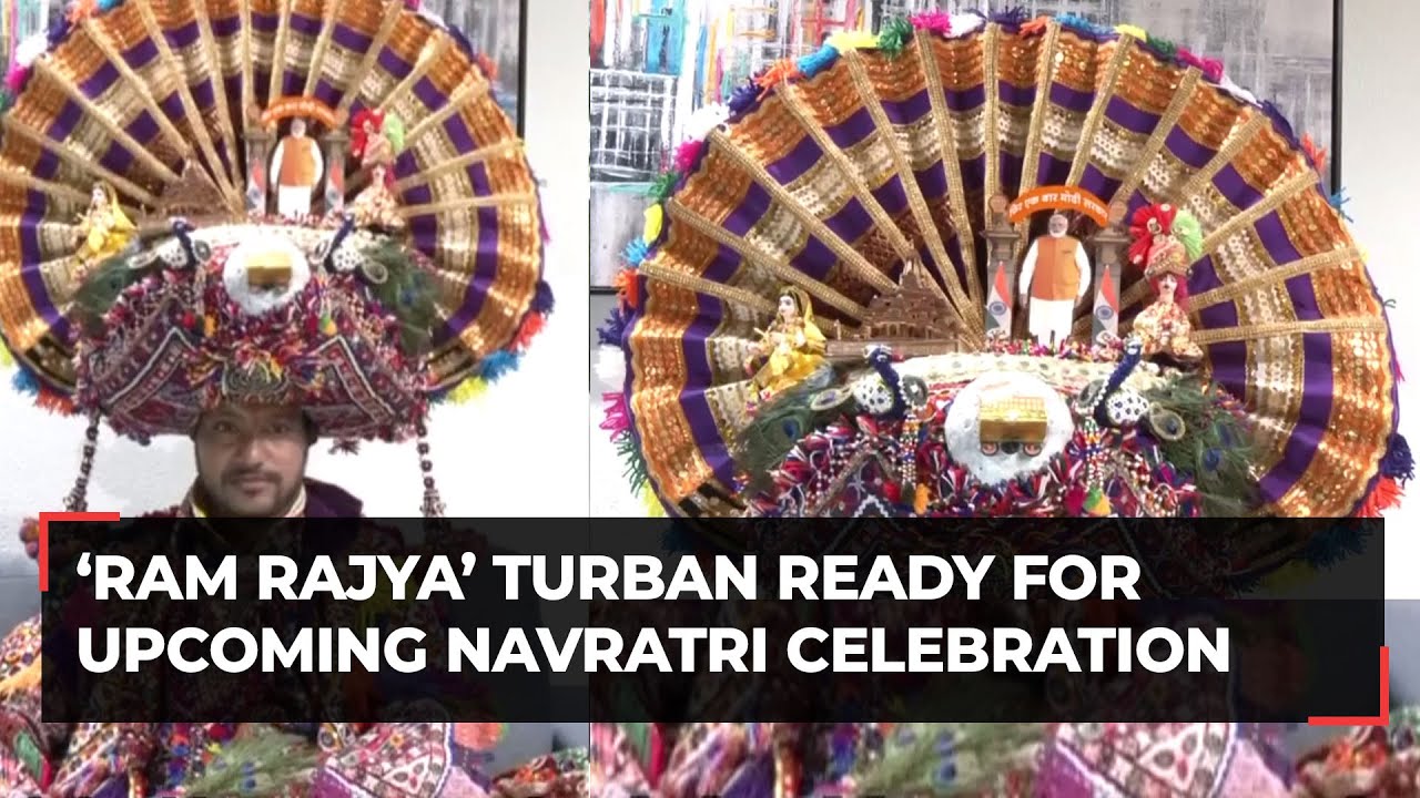 Turban with 'Ram Rajya' Theme, Showcasing PM Modi, and Chandrayaan-3 Ready for Navratri Celebration in Gandhinagar