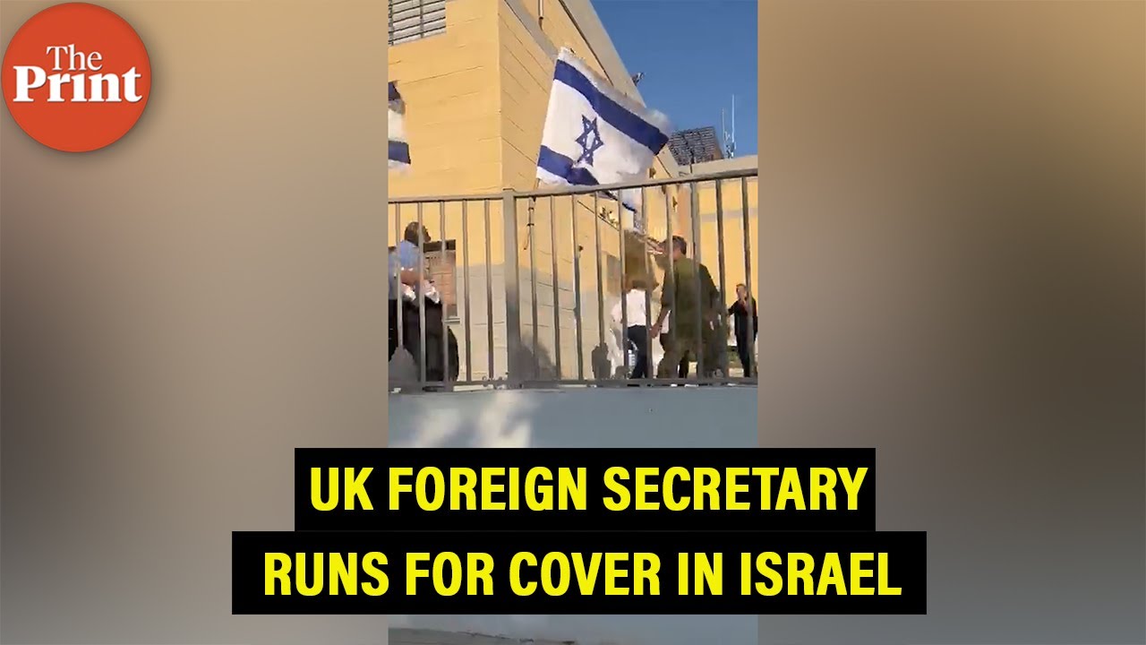 Video: UK Foreign Secretary Takes Cover as Sirens Sound During Rocket Fire in Israel