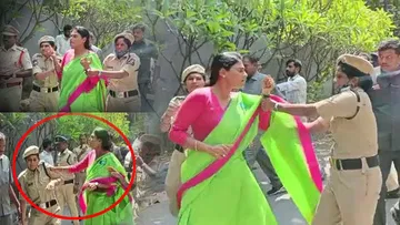 YS Sharmila who laid hands on the police Angry khakis Video